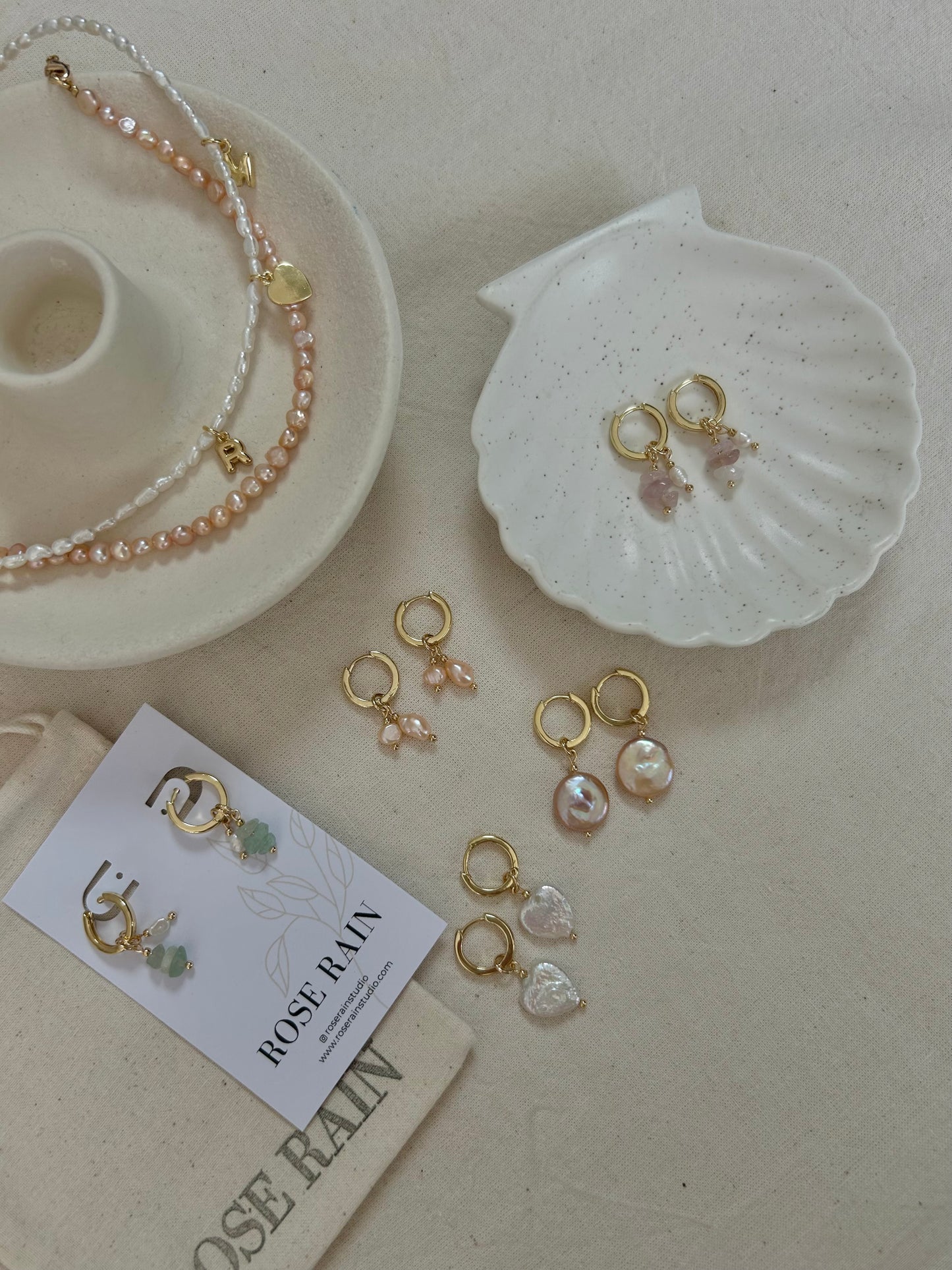 ROSA DETACHABLE CHARM HUGGIE EARRINGS