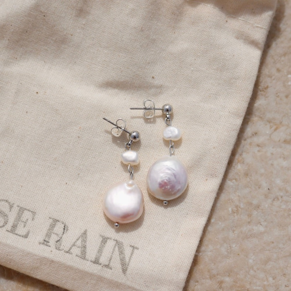 ASTRID FRESHWATER PEARL STUDS IN PLATINUM