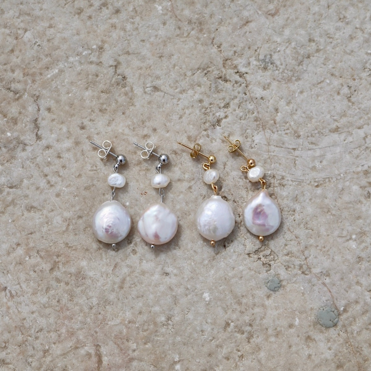 ASTRID FRESHWATER PEARL STUDS IN PLATINUM