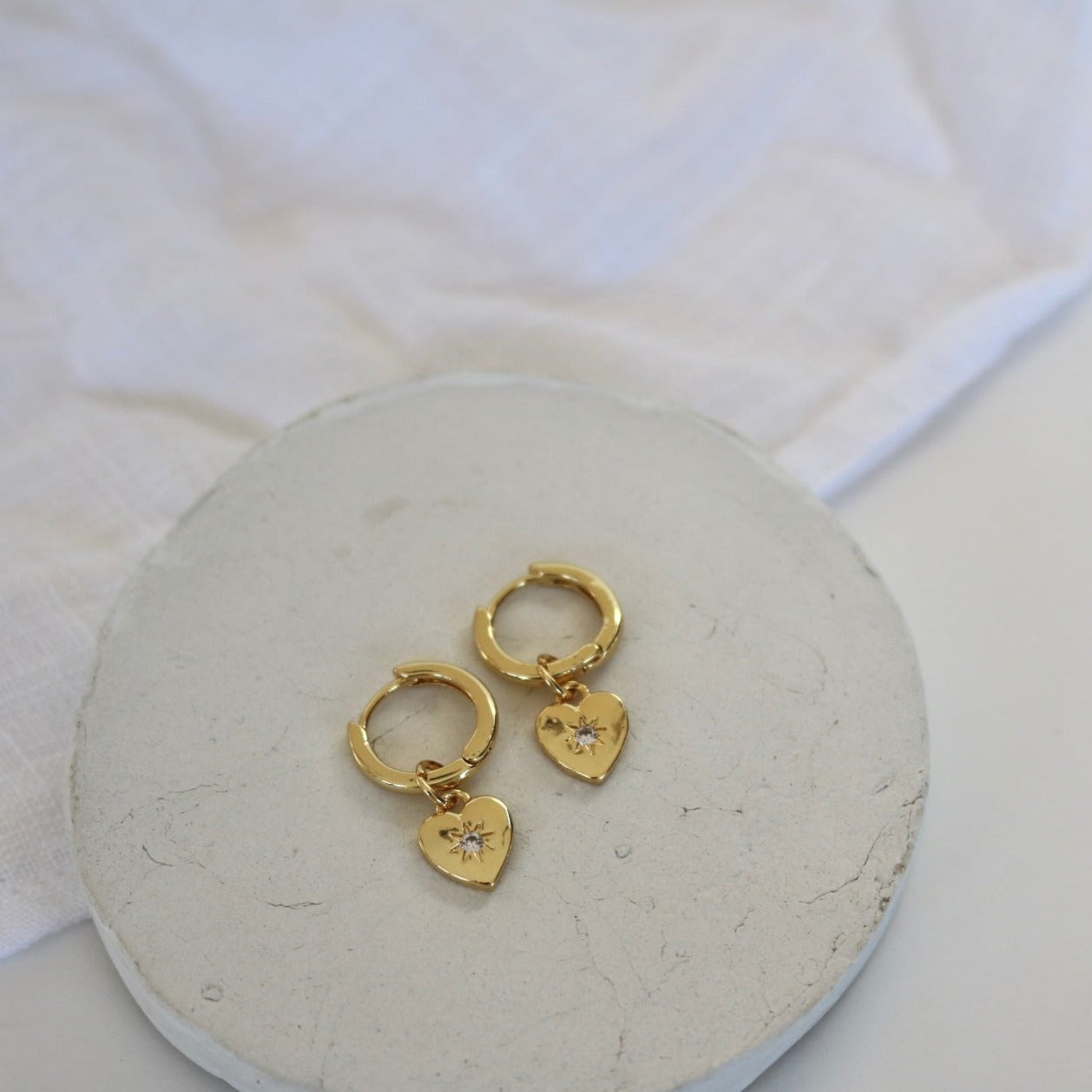 DETACHABLE STAR HEART CHARM HUGGIE EARRINGS