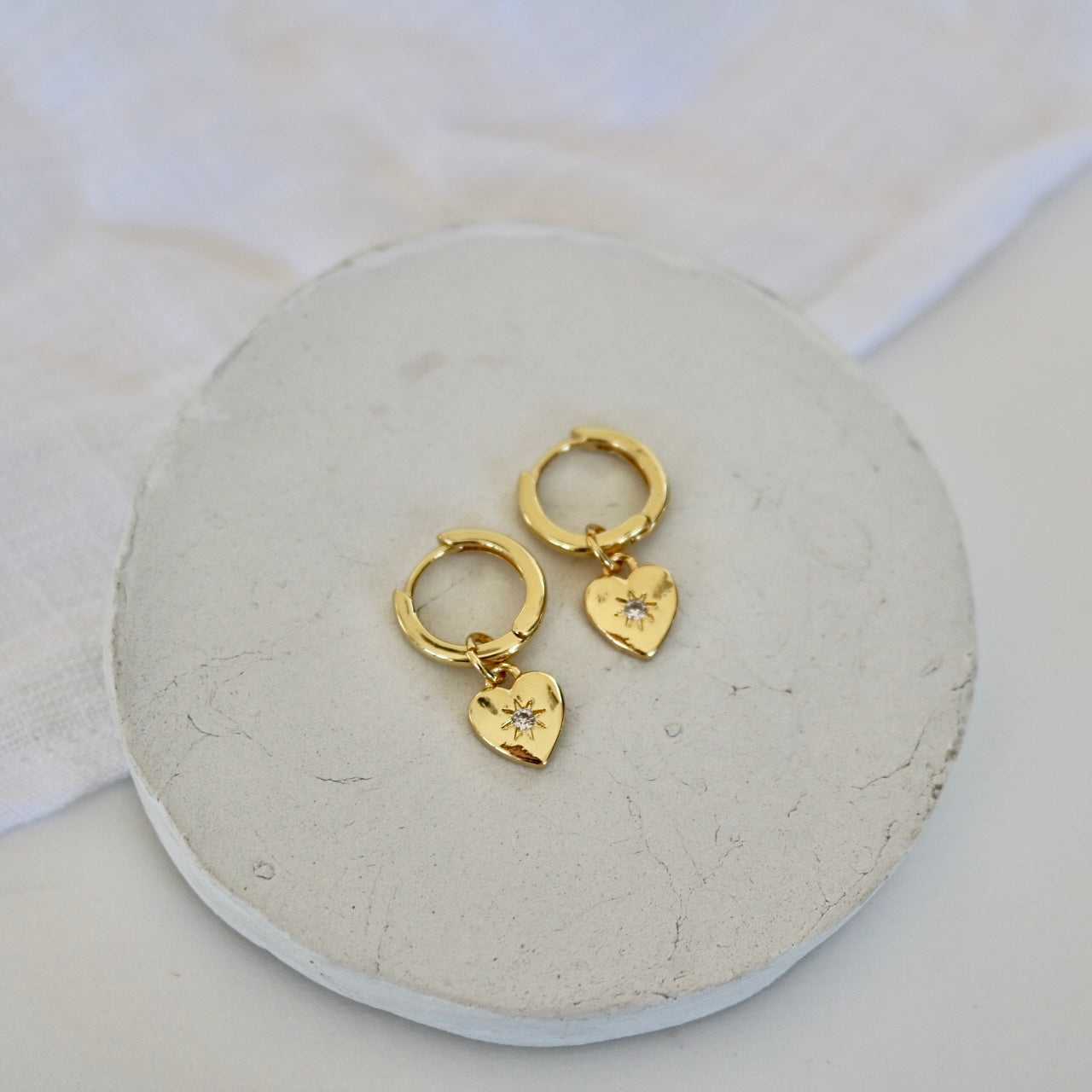 DETACHABLE STAR HEART CHARM HUGGIE EARRINGS
