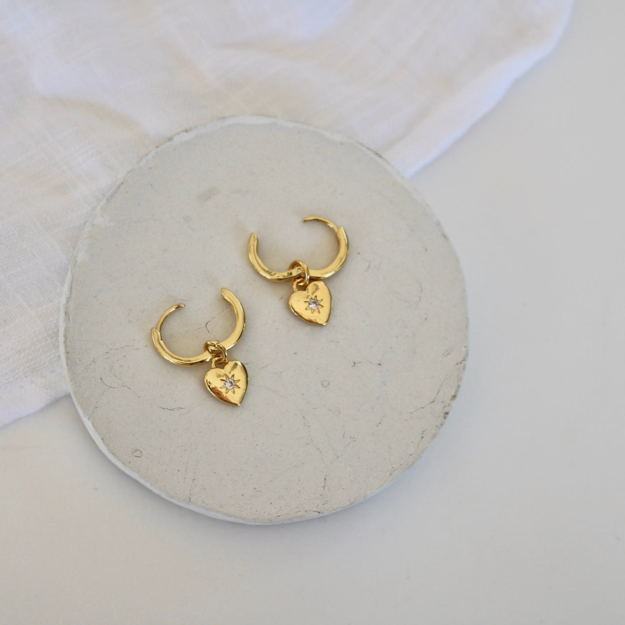 DETACHABLE STAR HEART CHARM HUGGIE EARRINGS