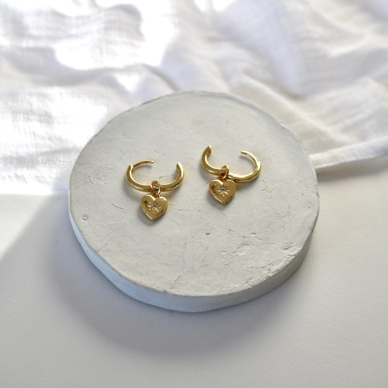 DETACHABLE STAR HEART CHARM HUGGIE EARRINGS
