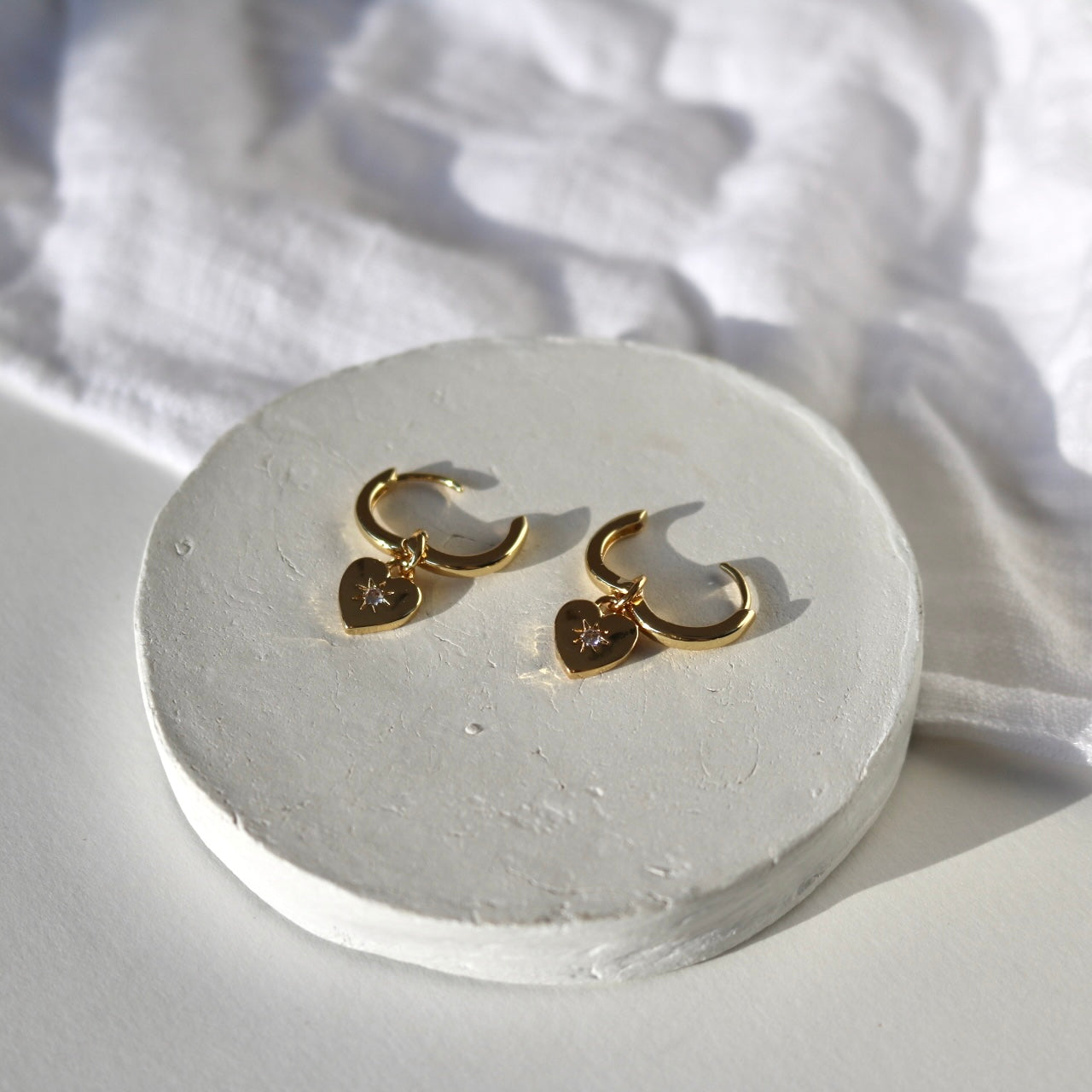 DETACHABLE STAR HEART CHARM HUGGIE EARRINGS