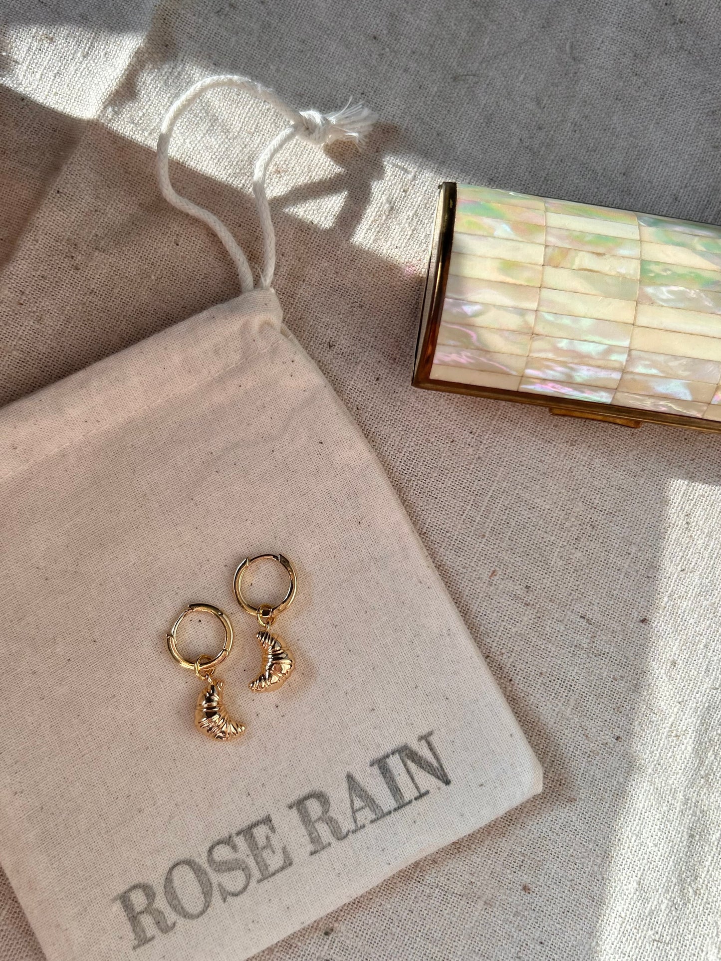 DETACHABLE CROISSANT CHARM HUGGIE EARRINGS