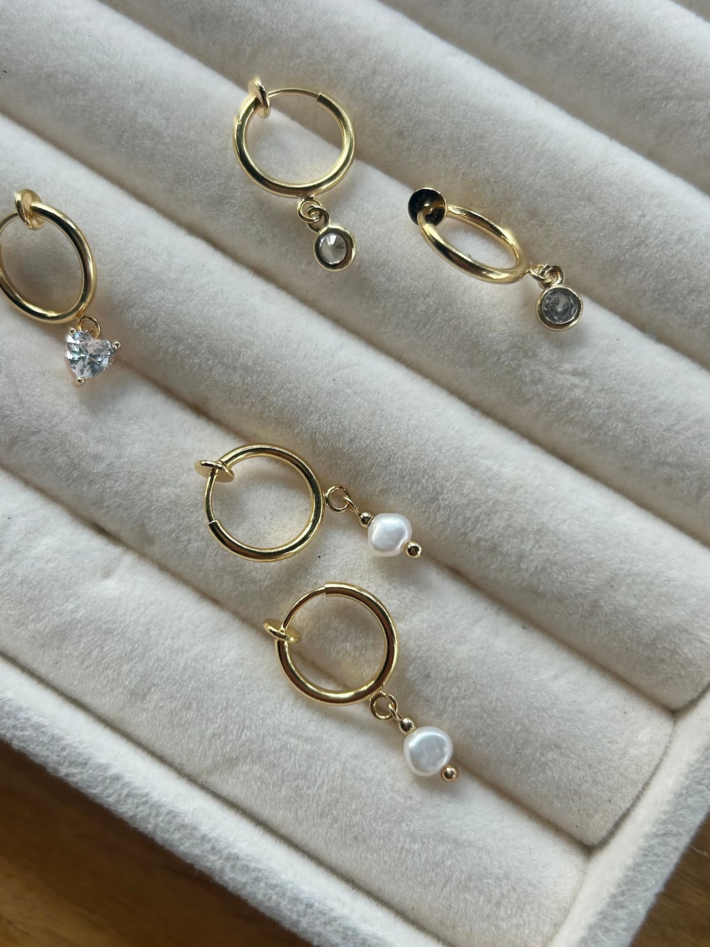 CLIP ON TINY FRESHWATER PEARL HUGGIE EARRINGS IN 18K GOLD