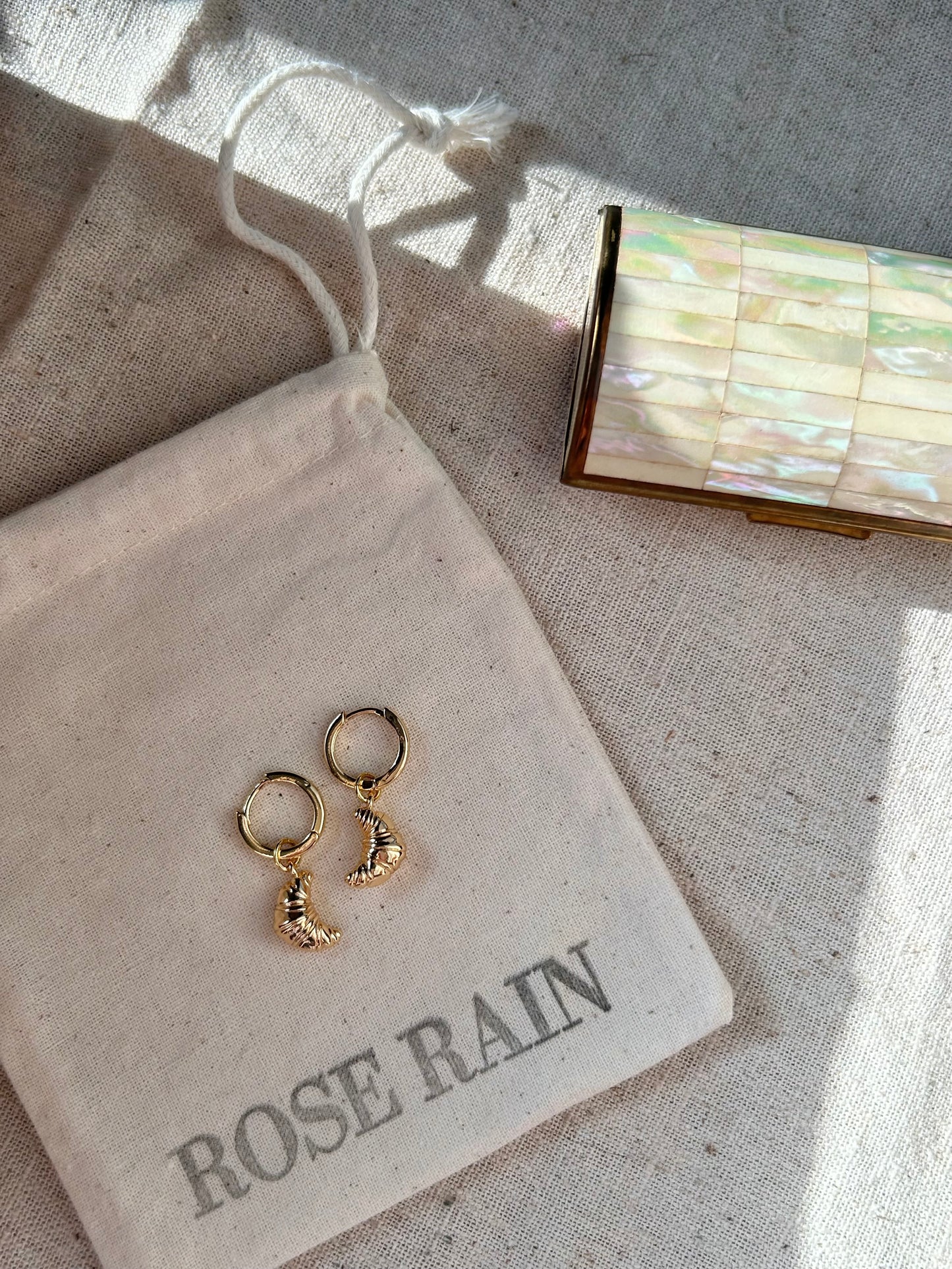 DETACHABLE CROISSANT CHARM HUGGIE EARRINGS