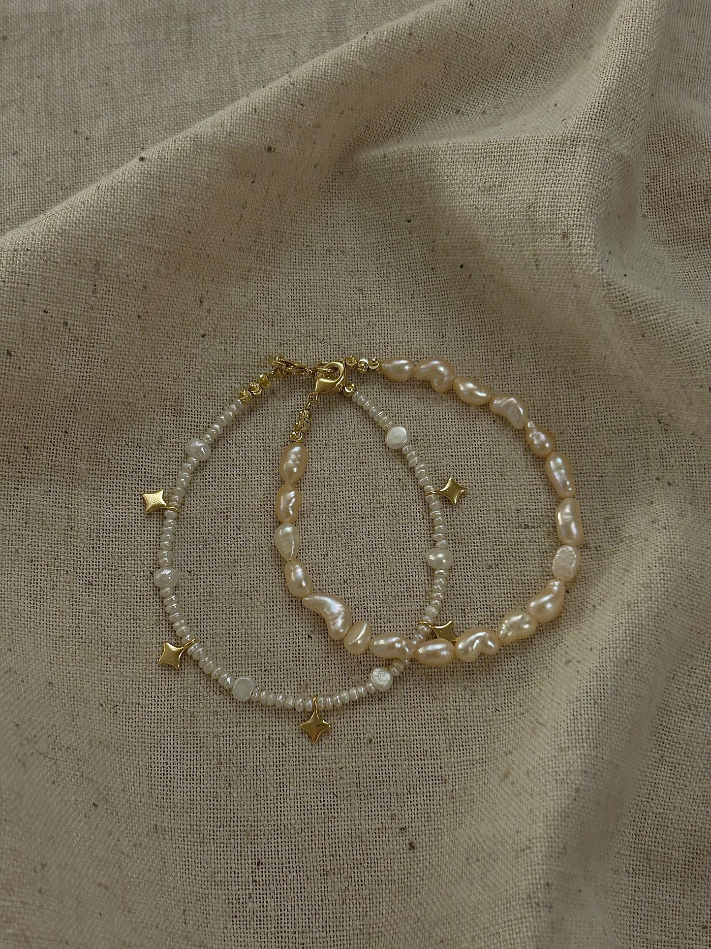 PINK NUGGET FRESHWATER PEARL BEADED BRACELET IN 18K GOLD