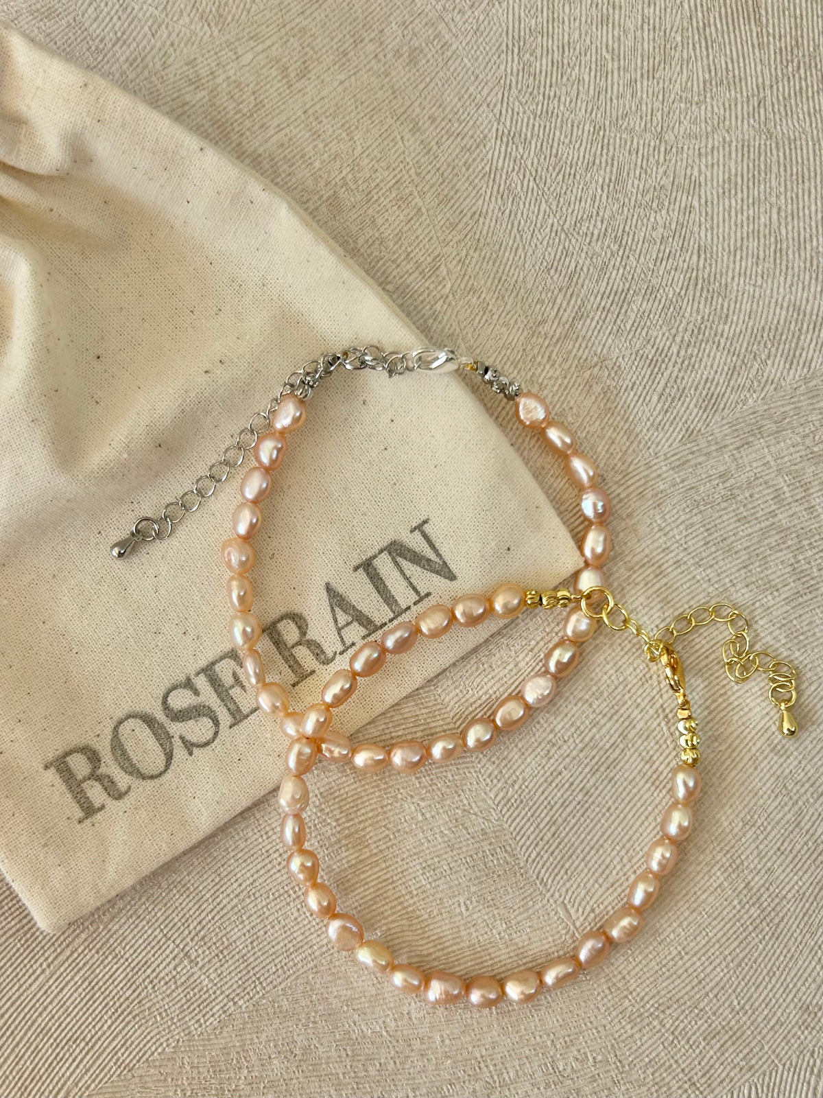 PINK NUGGET FRESHWATER PEARL BEADED BRACELET IN 18K GOLD