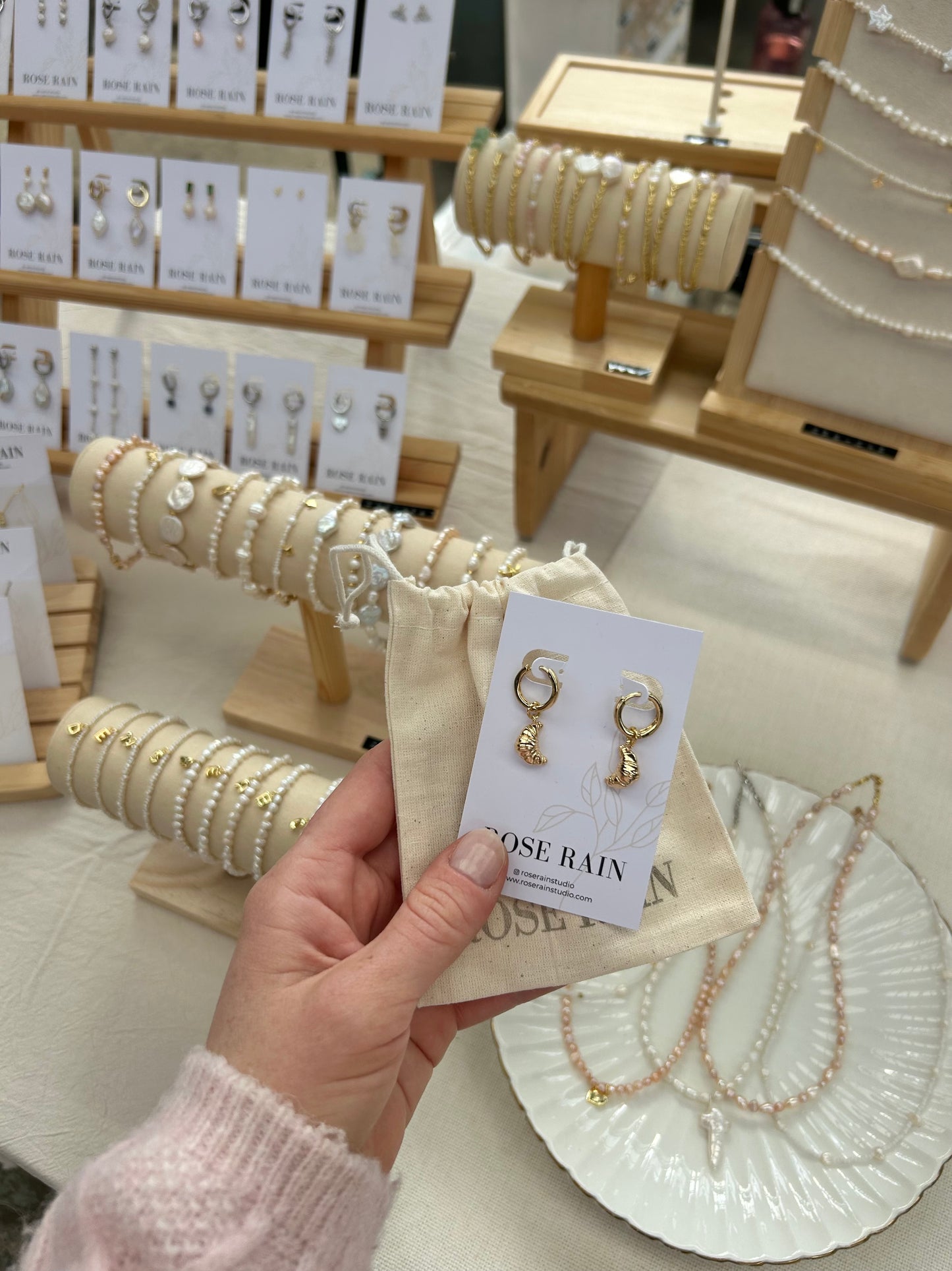 DETACHABLE CROISSANT CHARM HUGGIE EARRINGS