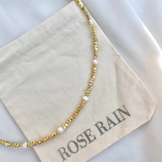 DAINTY PEARL BEADED NECKLACE IN 18K GOLD