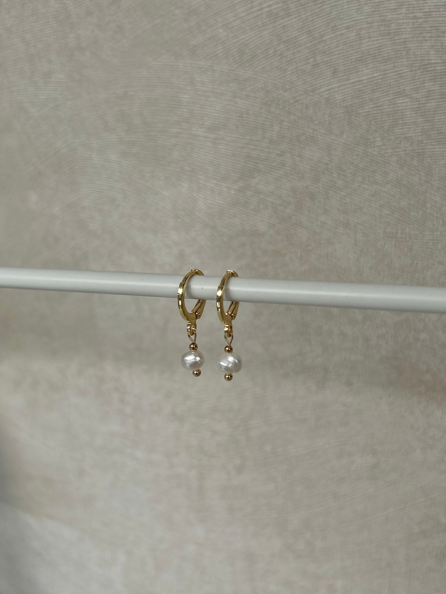 CLIP ON TINY FRESHWATER PEARL HUGGIE EARRINGS IN 18K GOLD