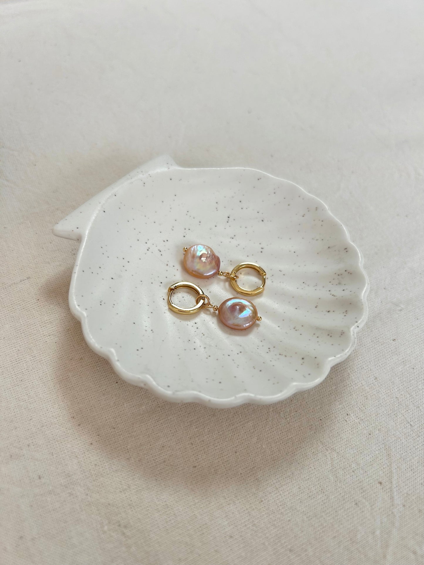 DETACHABLE BELLE PINK PEARL  CHARM HUGGIE EARRINGS