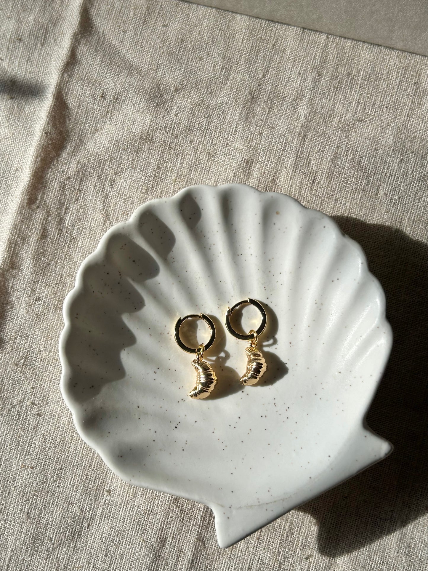 DETACHABLE CROISSANT CHARM HUGGIE EARRINGS