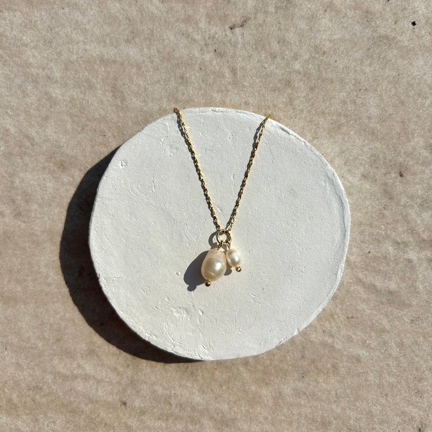 DOUBLE FRESH WATER PEARL NECKLACE IN 18K GOLD