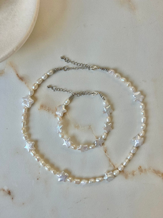 STAR FRESHWATER PEARL NECKLACE IN PLATINUM