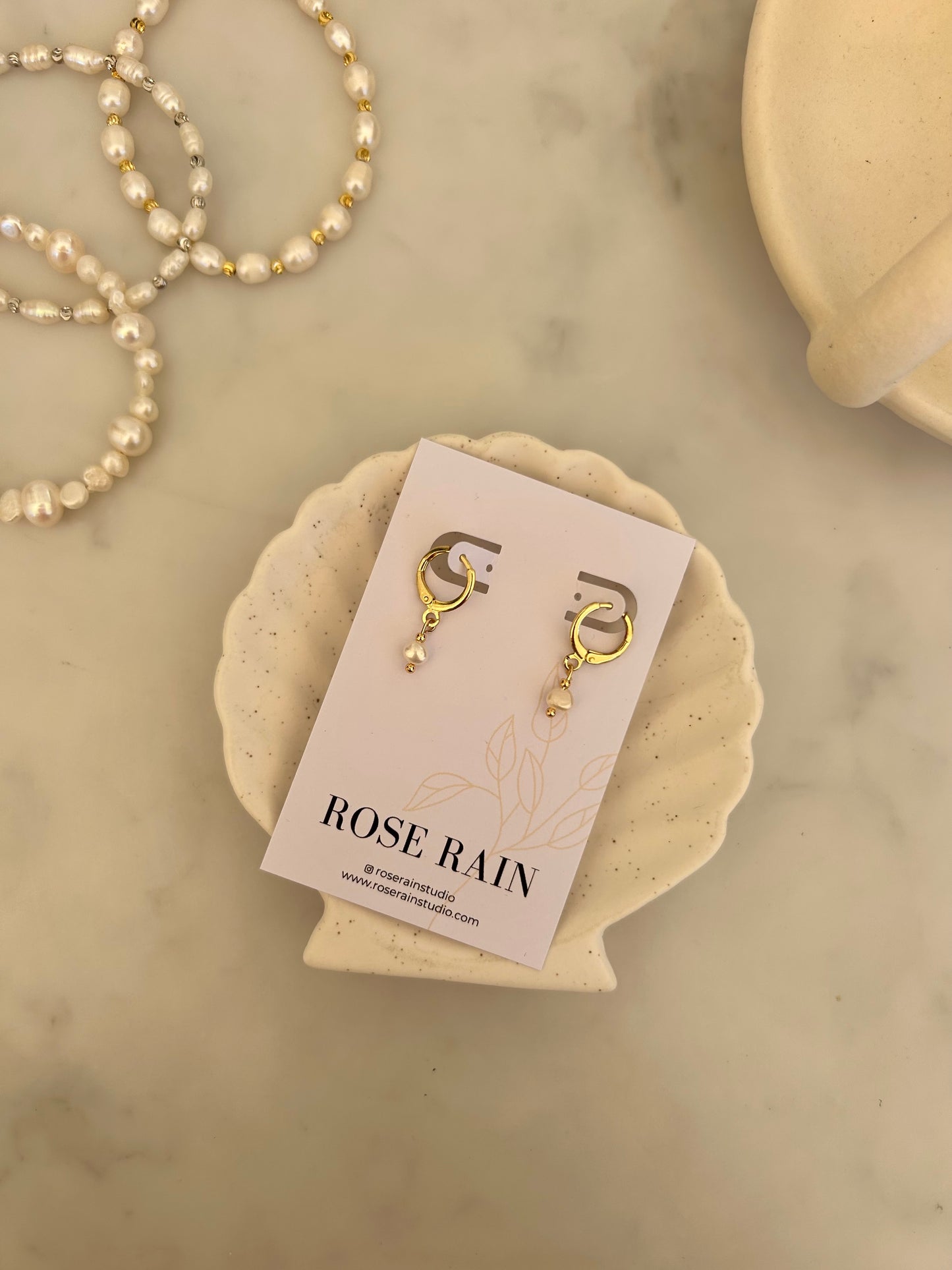 CLIP ON TINY FRESHWATER PEARL HUGGIE EARRINGS IN 18K GOLD