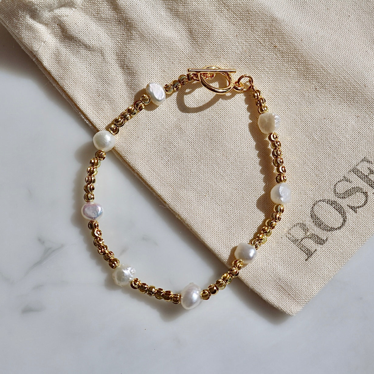 MARGOT PEARL BEADED BRACELET IN 18K GOLD