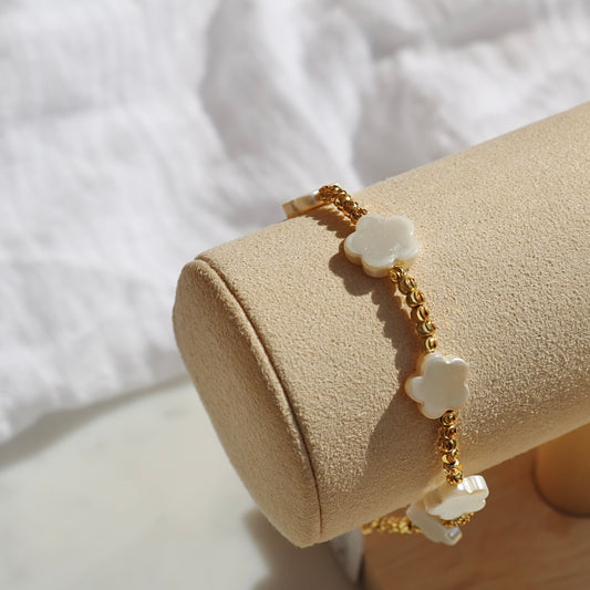 CLOVER BEADED BRACELET IN 18K GOLD