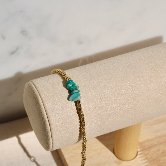 AMAZONITE BEADED BRACELET IN 18K GOLD