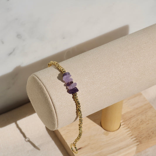 AMETHYST BEADED BRACELET IN 18K GOLD