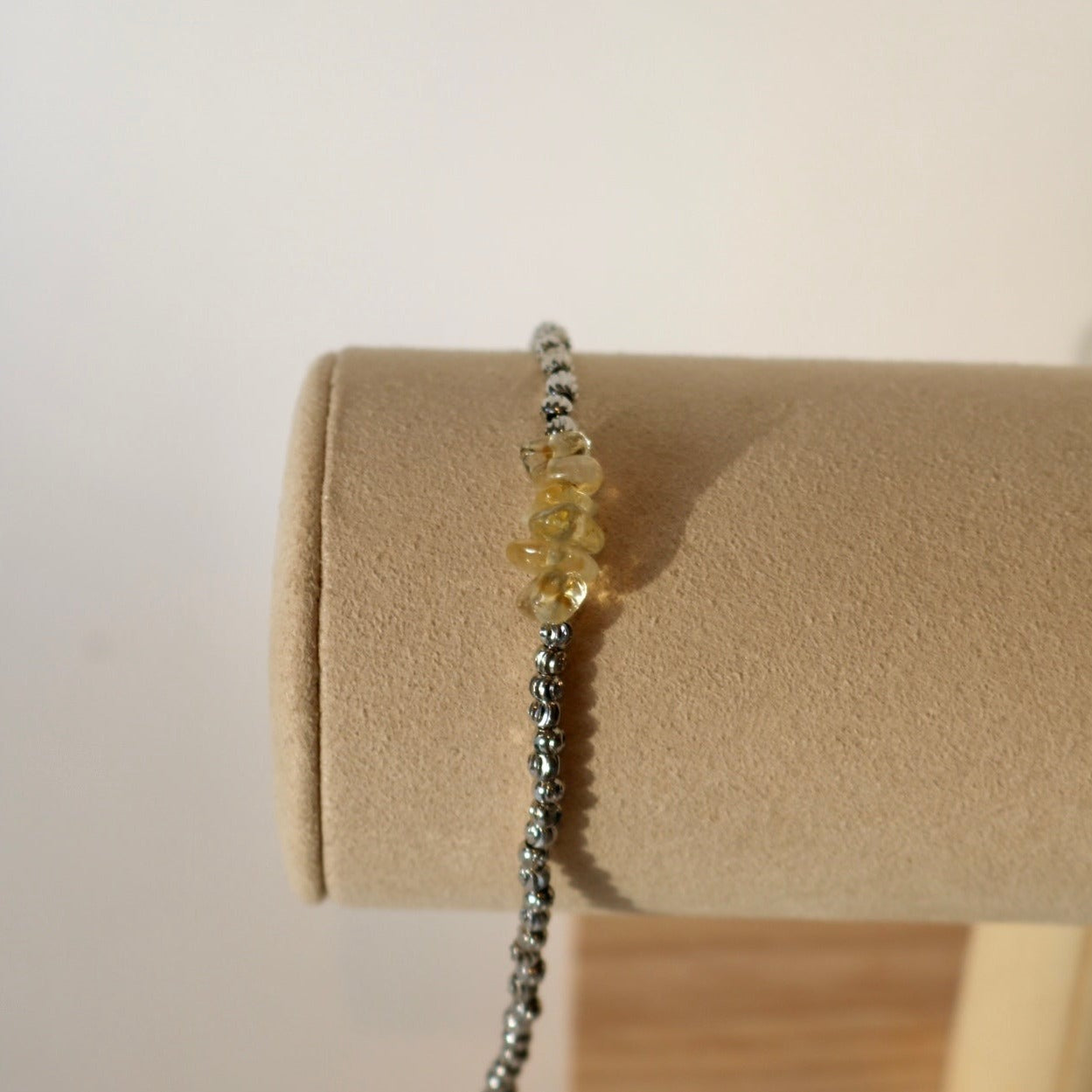 CITRINE BEADED BRACELET IN PLATINUM