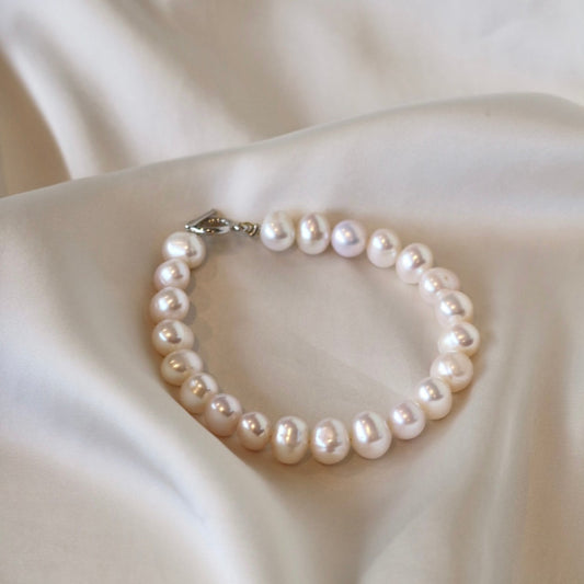 ISLAND FRESHWATER PEARL BEADED BRACELET IN PLATINUM