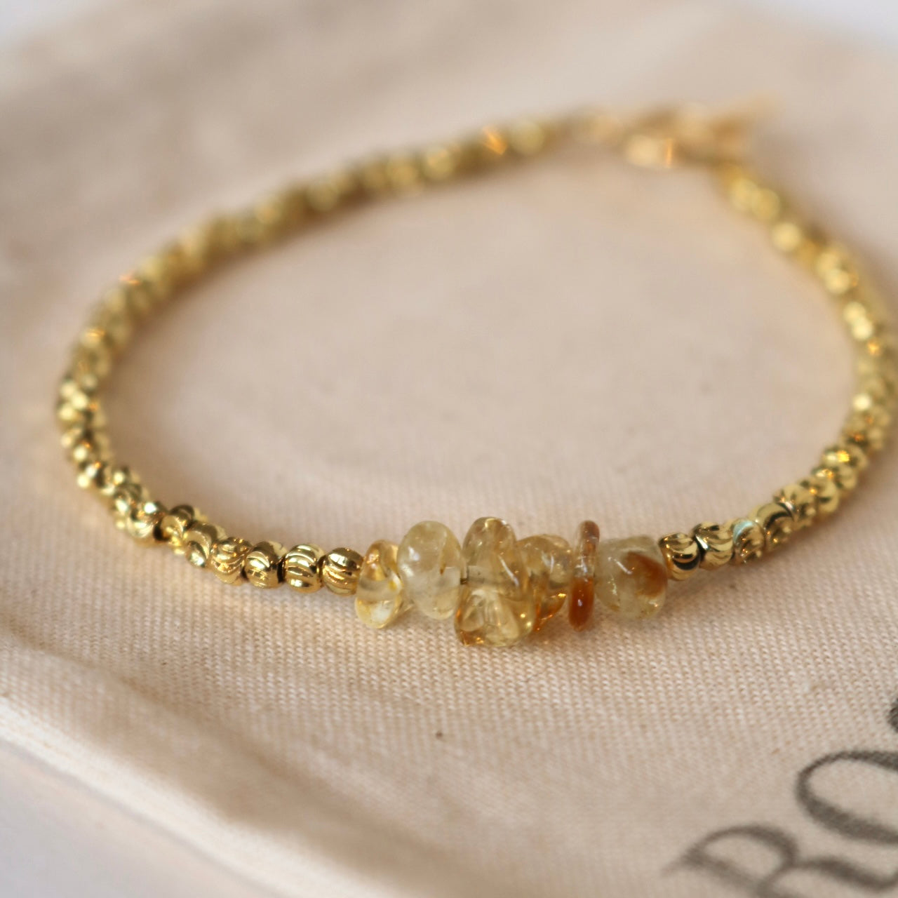 CITRINE BEADED BRACELET IN 18K GOLD