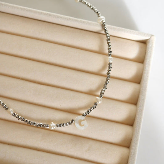 POSEY SHELL INITIAL LETTER NECKLACE IN PLATINUM
