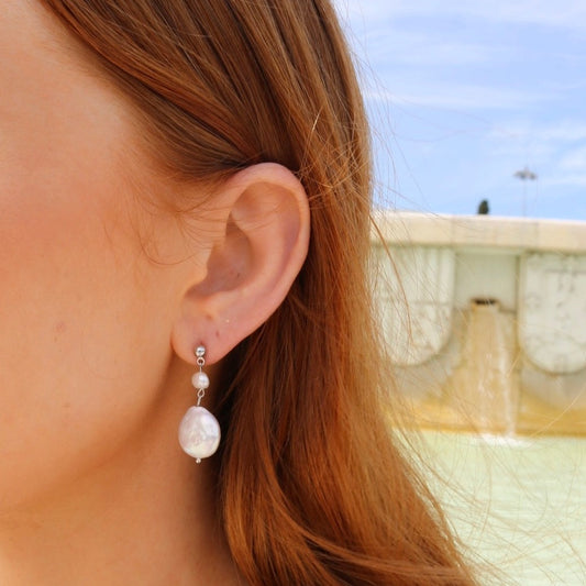 ASTRID FRESHWATER PEARL STUDS IN PLATINUM