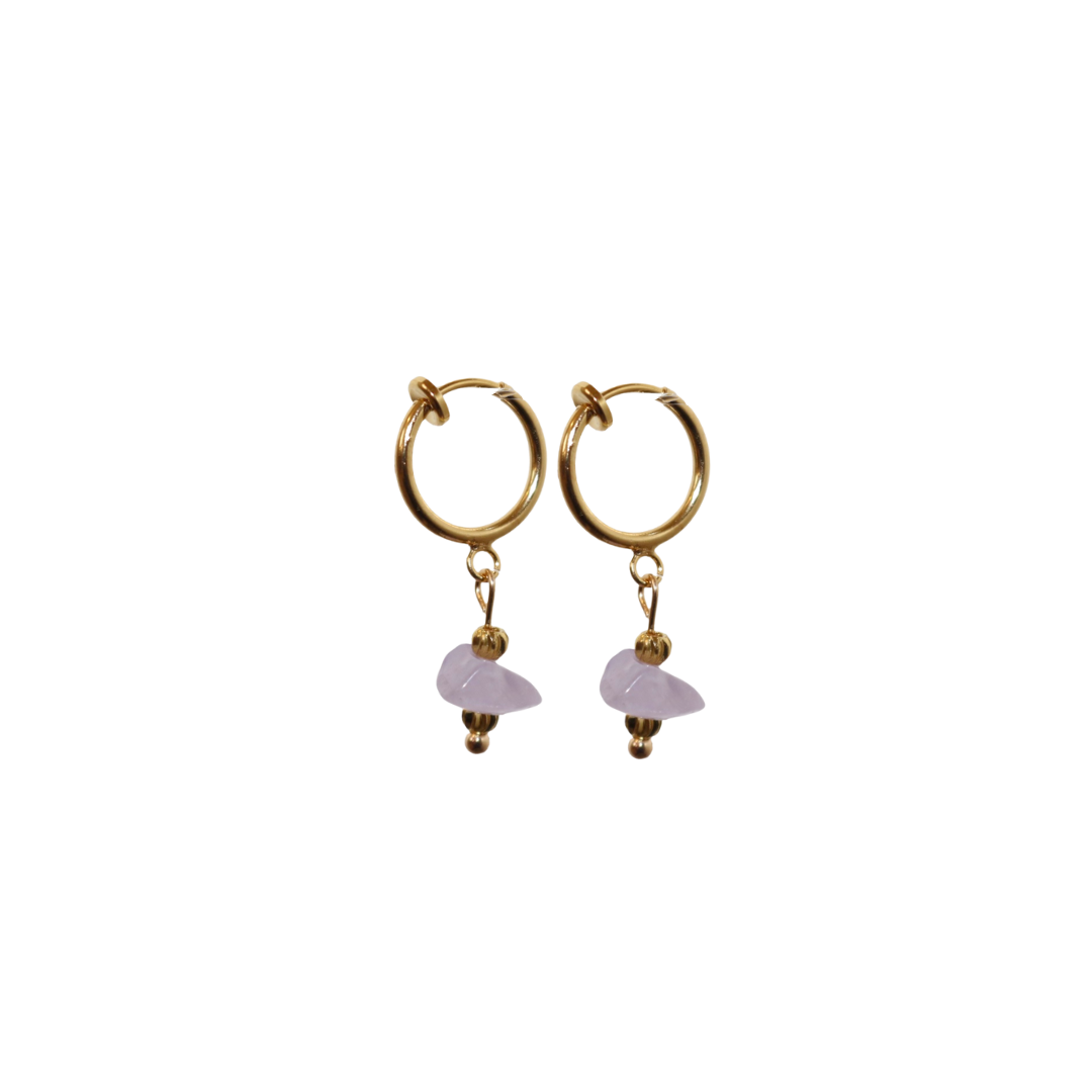 CLIP ON AMETHYST IRIS HUGGIES IN 18K GOLD