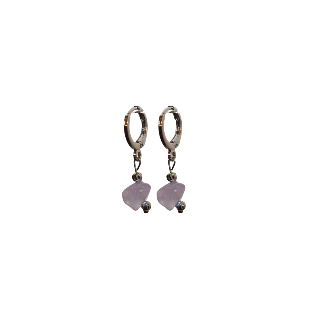 IRIS AMETHYST HUGGIE EARRINGS IN PLATINUM