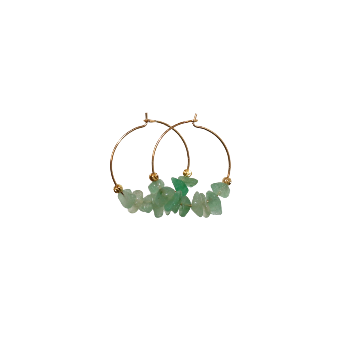 PETAL GREEN AVENTURINE HOOPS IN 18K GOLD