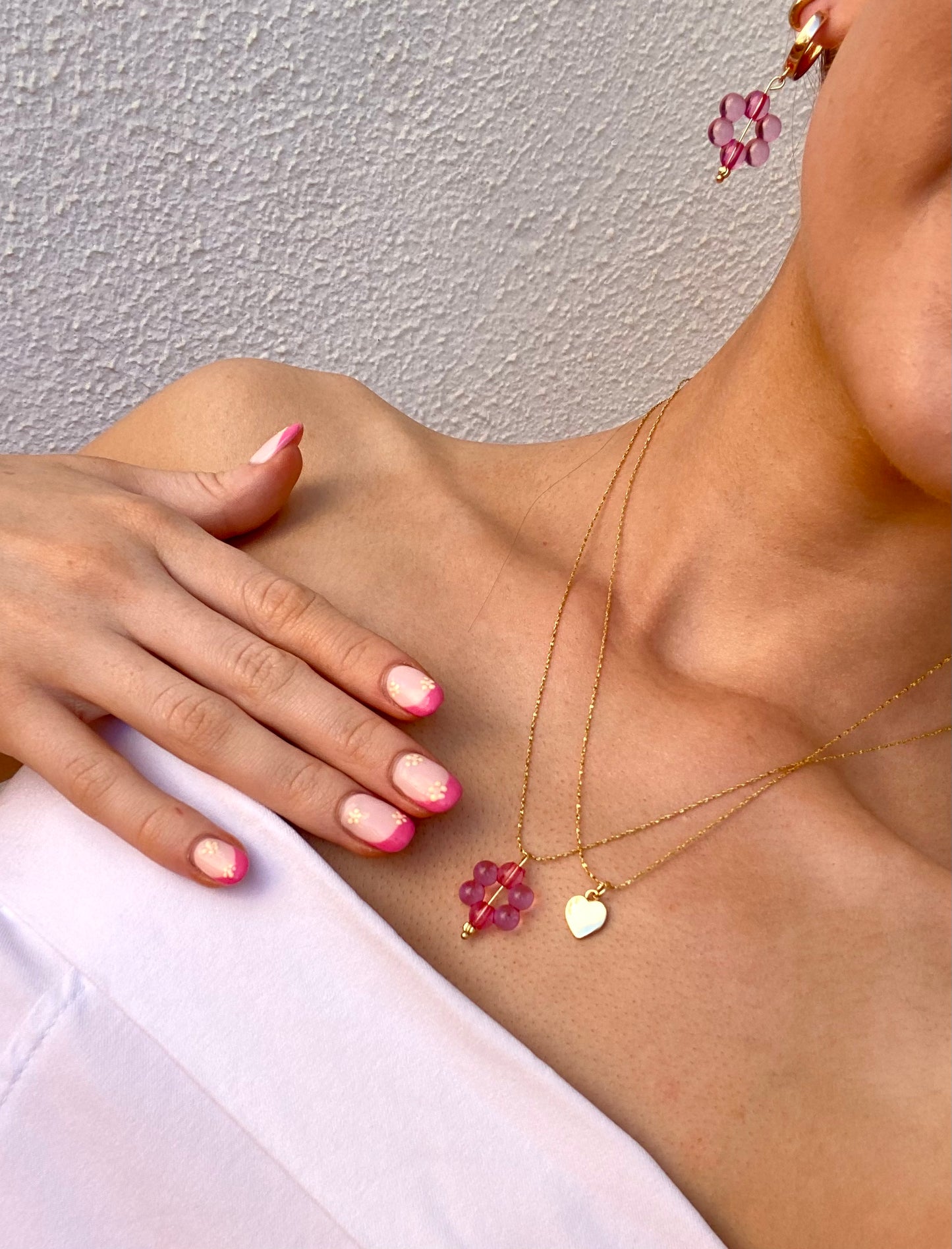 PINK FLOWER POWER NECKLACE IN 18K GOLD