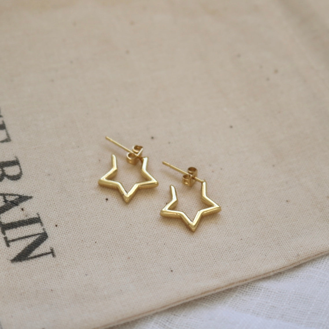 Tiny 18K Gold Star Stud Earrings