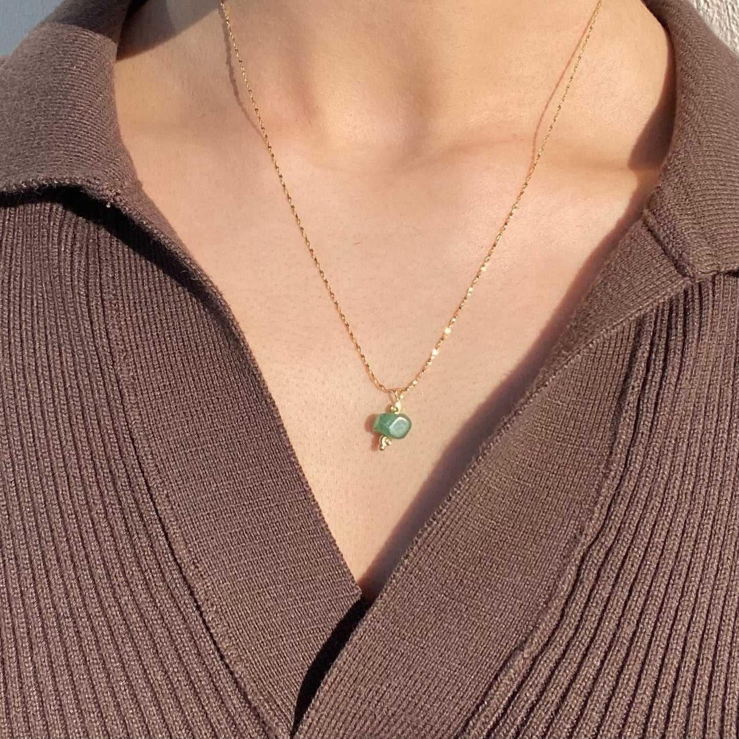 GREEN AVENTURINE NECKLACE IN 18K GOLD