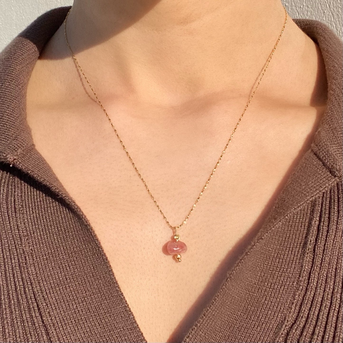 ROSE QUARTZ NECKLACE IN 18K GOLD