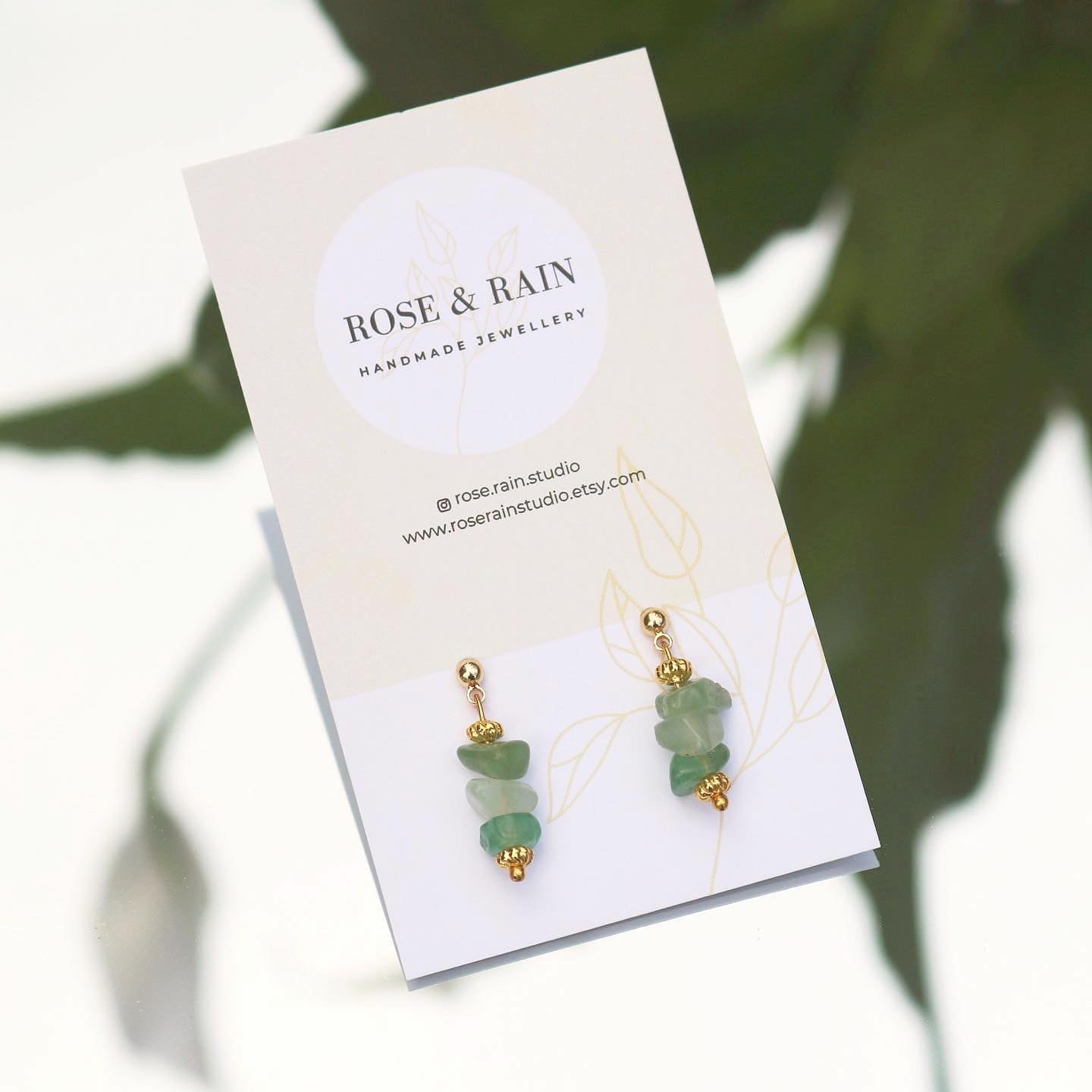 DAISY GREEN AVENTURINE STUD EARRINGS IN 18K GOLD