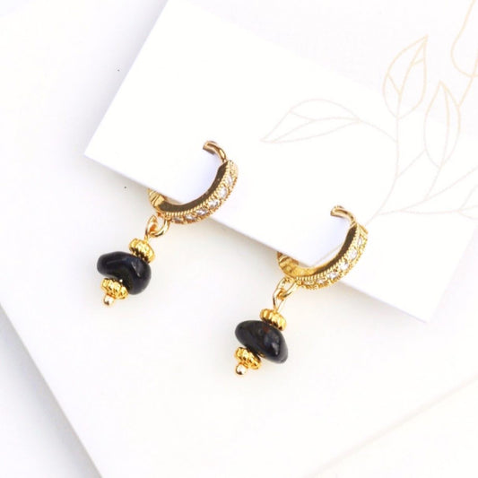 IVY TOURMALINE HUGGIE EARRINGS IN 18K GOLD