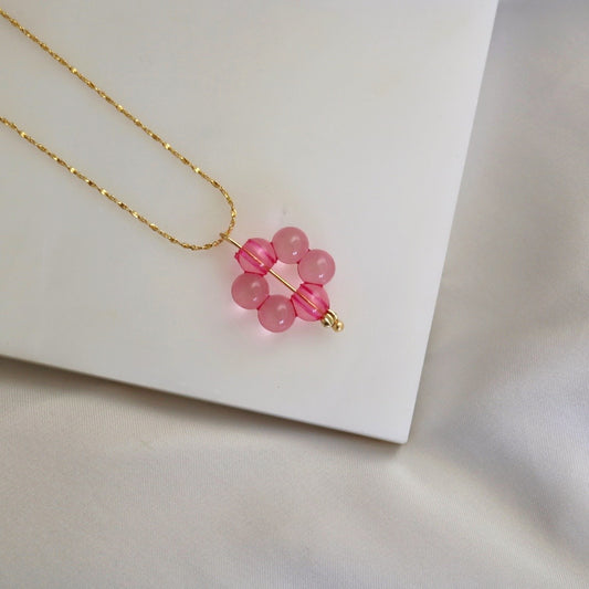 PINK FLOWER POWER NECKLACE IN 18K GOLD