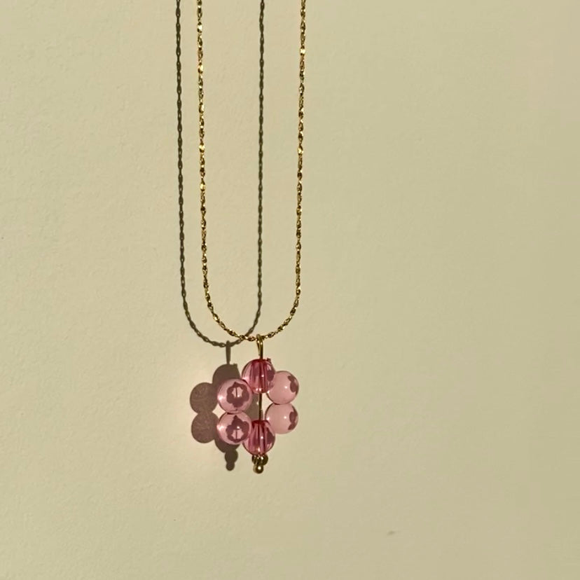 PINK FLOWER POWER NECKLACE IN 18K GOLD